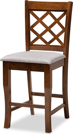 Wholesale Interiors Dining Sets - Alora Grey Fabric Upholstered Walnut Brown Finished 5-Piece Wood Pub Set