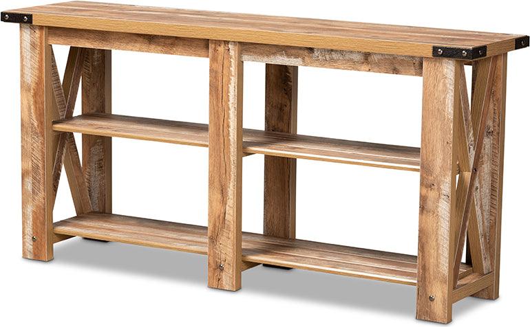 Wholesale Interiors Consoles - Angelo Modern and Contemporary Rustic Oak Brown Finished Wood Console Table