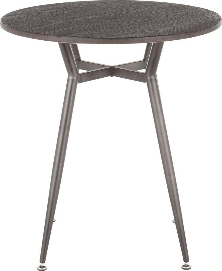 Lumisource Dining Tables - Clara Industrial Round Dinette Table in Antique Metal and Espresso Wood-Pressed Grain Bamboo