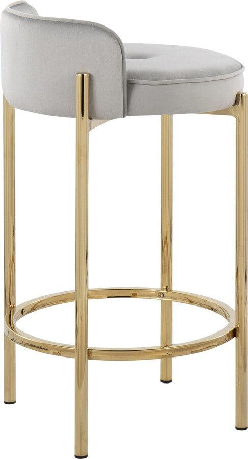 Lumisource Barstools - Chloe Counter Stool In Gold Metal & Silver Velvet (Set of 2)