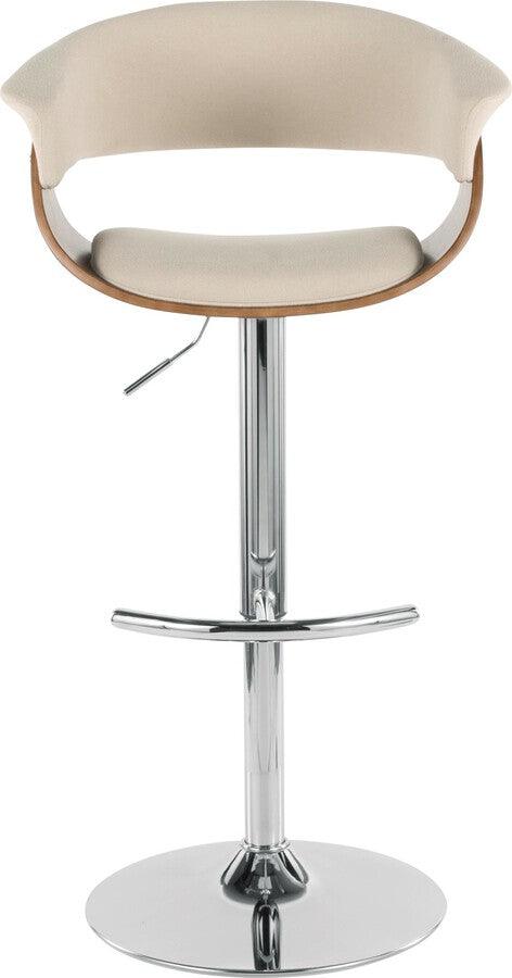 Lumisource Barstools - Vintage Mod Adjustable Barstool With Swivel In Walnut & Cream Fabric (Set of 2)