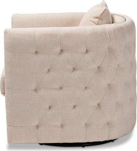 Wholesale Interiors Accent Chairs - Micah Modern And Contemporary Beige Fabric Upholstered Tufted Swivel Chair