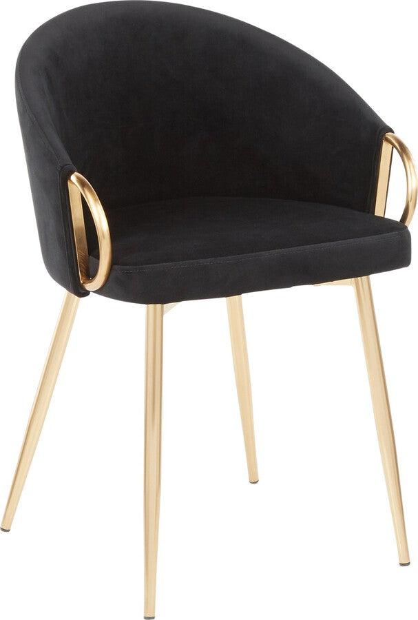 Lumisource Accent Chairs - Claire Contemporary/Glam Chair In Gold Metal & Black Velvet (Set of 2)