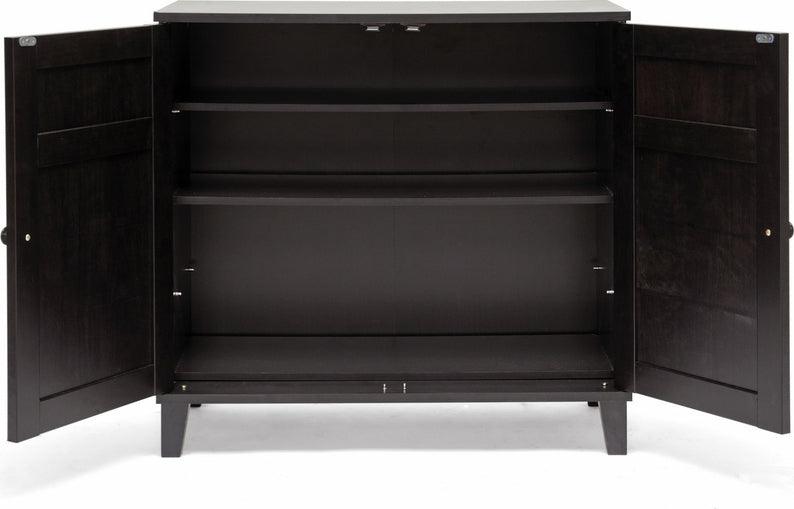 Wholesale Interiors Shoe Storage - Glidden Dark Brown Wood Modern Shoe Cabinet (Short)