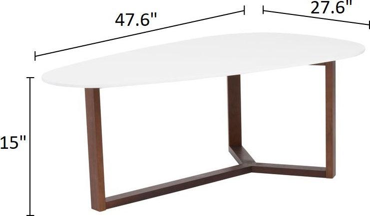 Euro Style Coffee Tables - Morty Coffee Table Matte White & Dark Walnut