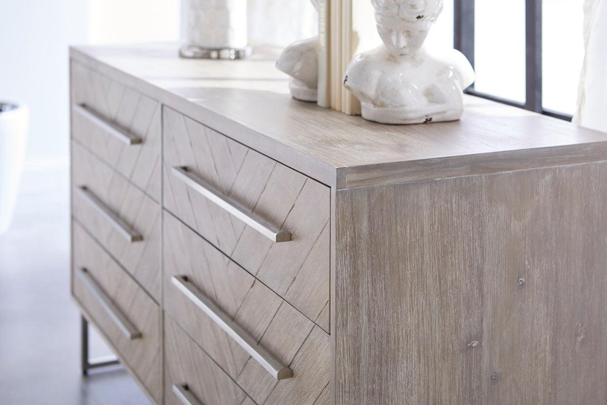 Essentials For Living Dressers - Mosaic 6-Drawer Double Dresser Natural Gray Acacia, Brushed Stainless Steel