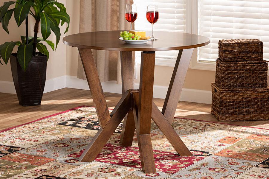 Wholesale Interiors Dining Tables - Irene Walnut Brown Finished 35-Inch-Wide Round Wood Dining Table