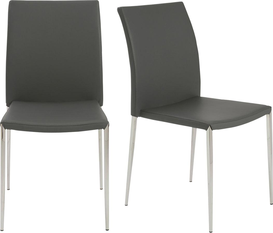 Euro Style Dining Chairs - Diana Stacking Side Chair in Gray with Polished Stainless Steel Legs - Set of 2