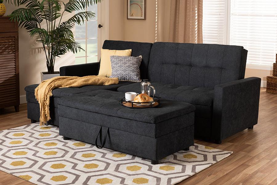 Wholesale Interiors Sectional Sofas - Noa Dark Grey Left Facing Storage Sectional Sleeper Sofa with Ottoman