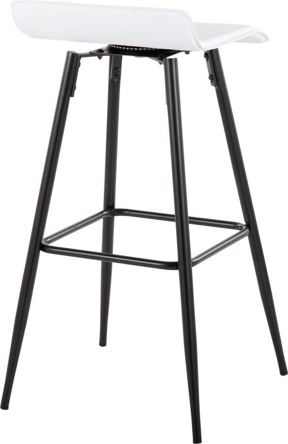 Lumisource Barstools - Ale 30" Bar Stool In Black Steel & White Faux Leather (Set of 2)