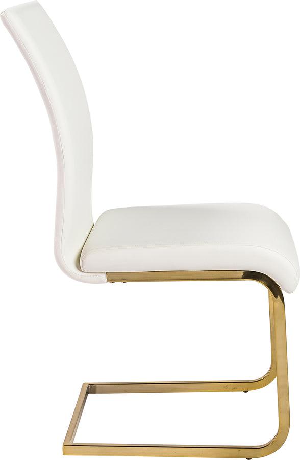 Euro Style Dining Chairs - Epifania Dining Chair in White with Matte Brushed Gold Legs - Set of 4
