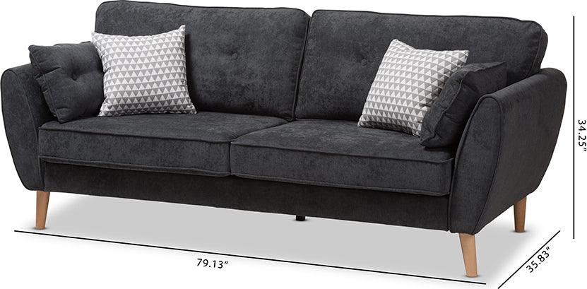 Wholesale Interiors Sofas & Couches - Miranda Mid-Century Modern Dark Grey Fabric Upholstered Sofa