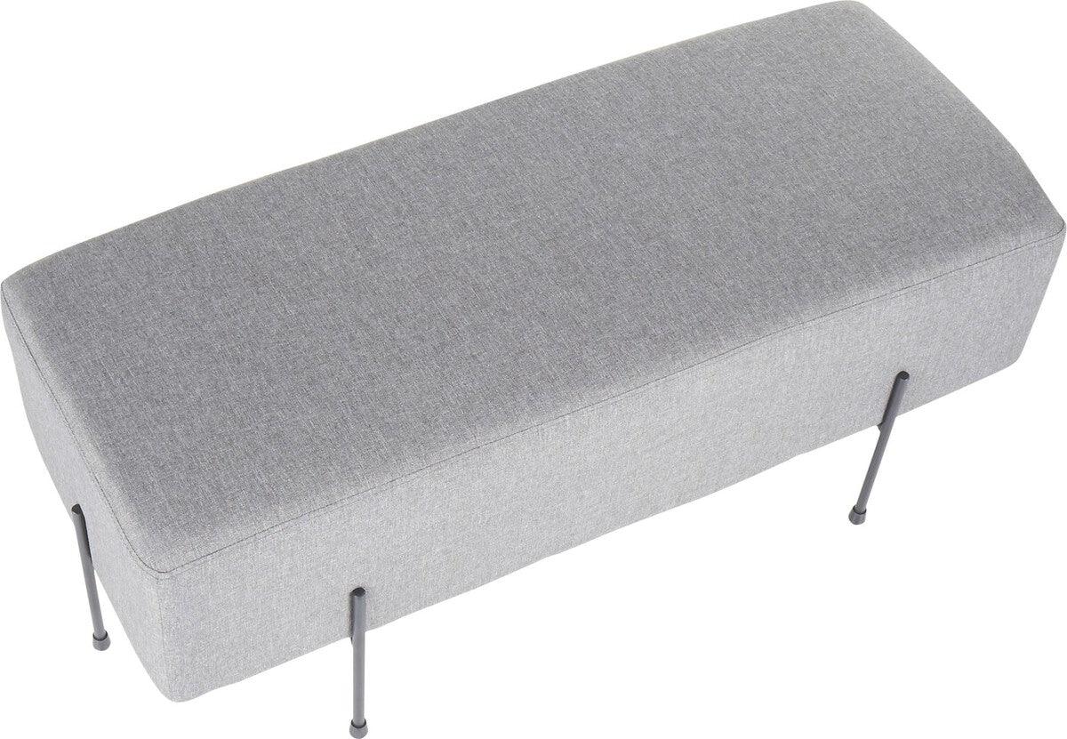 Lumisource Benches - Daniella Contemporary Bench in Black Metal and Grey Fabric