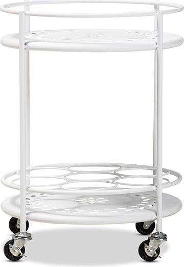 Wholesale Interiors Kitchen & Bar Carts - Dallan Modern Industrial White Metal 2-Tier Kitchen Cart