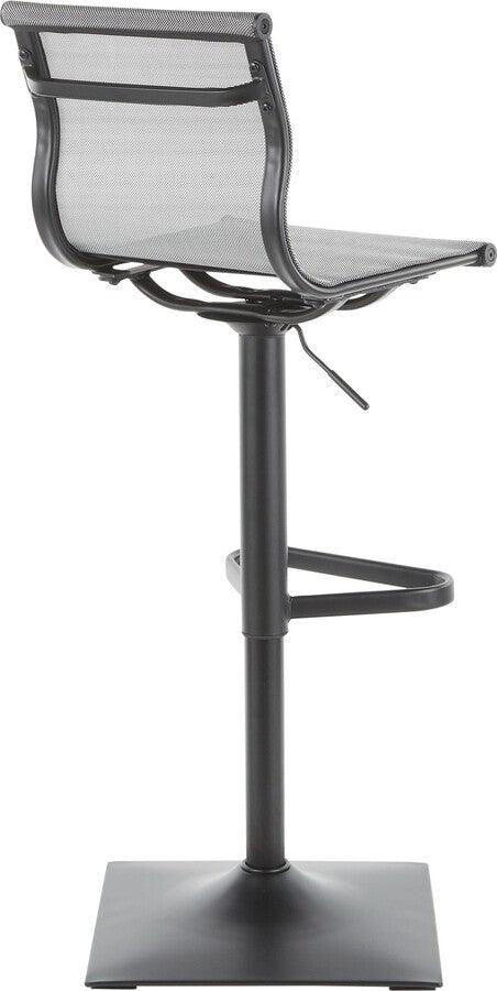 Lumisource Barstools - Mirage Contemporary Barstool in Black Metal and Silver Mesh Fabric