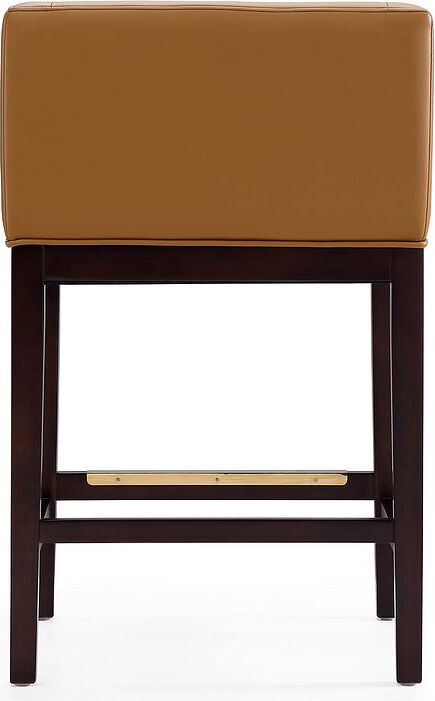 Manhattan Comfort Barstools - Kingsley 34 in. Camel and Dark Walnut Beech Wood Counter Height Bar Stool (Set of 3)