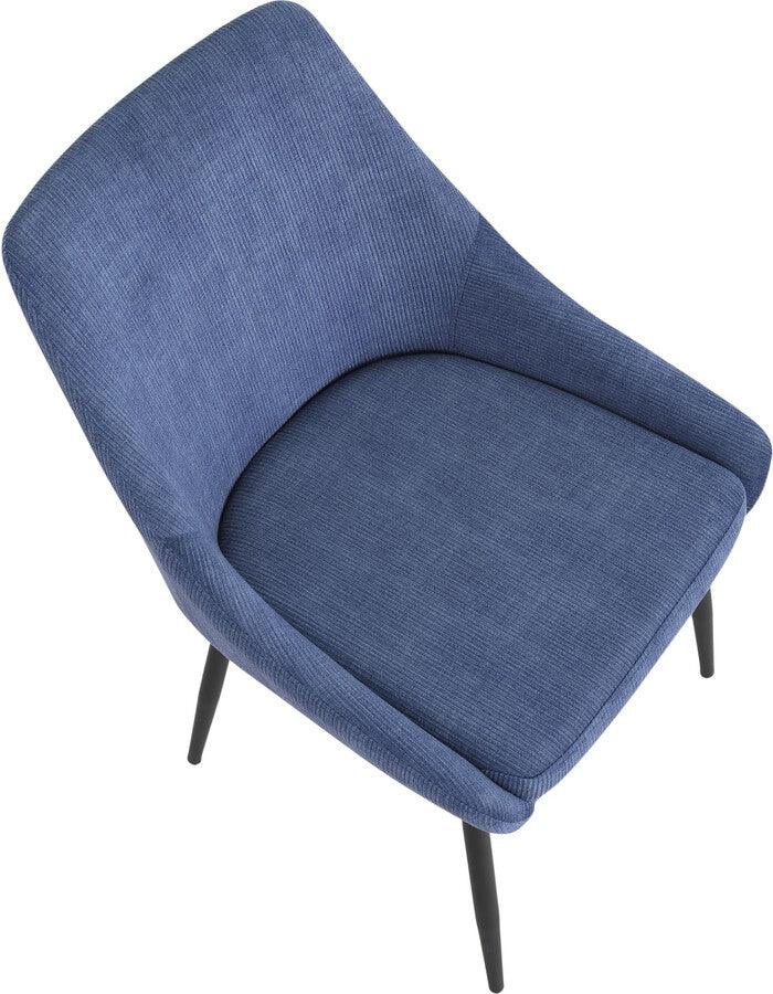 Lumisource Dining Chairs - Diana Contemporary Chair in Black Metal and Blue Corduroy Fabric - Set of 2