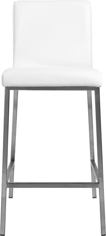 Euro Style Barstools - Scott Counter Stool in White and Brushed Stainless Steel - Set of 2