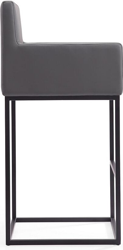 Manhattan Comfort Barstools - Ambassador 42 in. Grey and Black Metal Barstool (Set of 3)