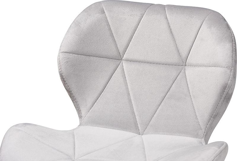 Wholesale Interiors Task Chairs - Savara Contemporary Glam and Luxe Grey Velvet Fabric and Gold Metal Swivel Office Chair