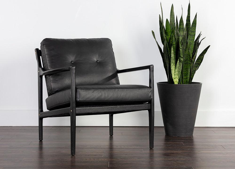 SUNPAN Accent Chairs - Gilmore Lounge Chair Black Leather