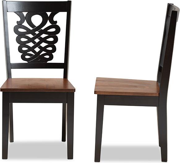 Wholesale Interiors Dining Chairs - Gervais Two-Tone Dark Brown and Walnut Brown Finished Wood 2-Piece Dining Chair Set