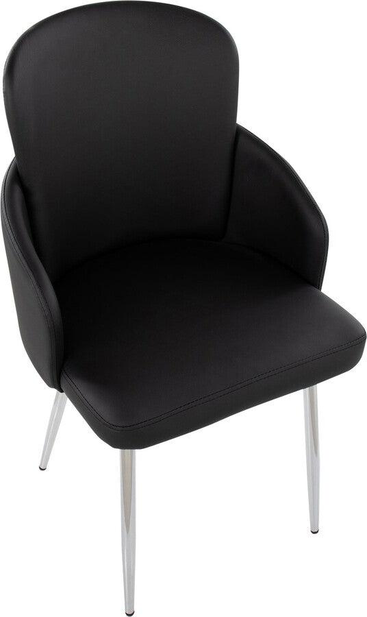 Lumisource Dining Chairs - Dahlia Contemporary Dining Chair In Chrome Metal & Black Faux Leather With Chrome Accent (Set of 2)