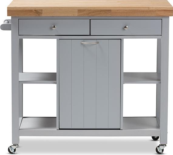 Wholesale Interiors Kitchen & Bar Carts - Hayward Coastal and Farmhouse Light Grey Wood Kitchen Cart
