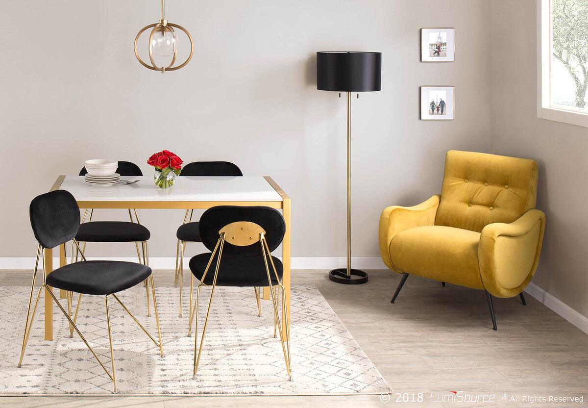 Lumisource Dining Chairs - Gwen Contemporary-Glam Chair in Gold Metal with Black Velvet - Set of 2