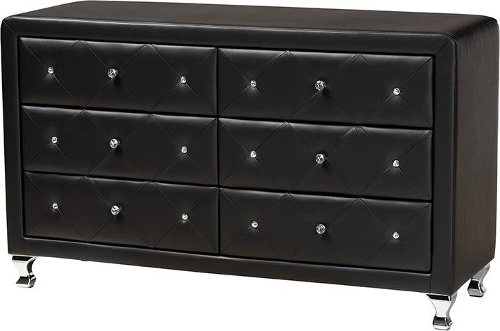 Wholesale Interiors Dressers - Luminescence Black Faux Leather Upholstered Dresser