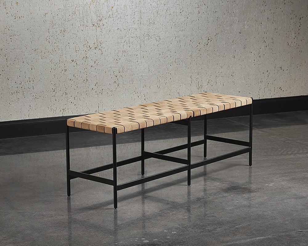 SUNPAN Benches - Omari Bench - Black - Light Tan Leather