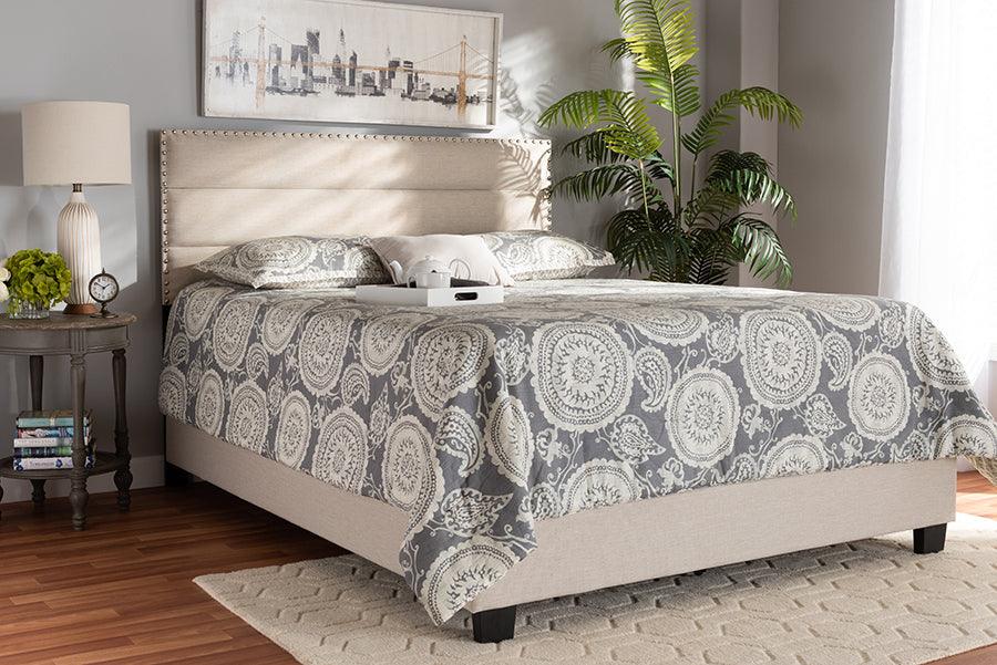 Wholesale Interiors Beds - Ansa Modern And Contemporary Beige Fabric Upholstered King Size Bed