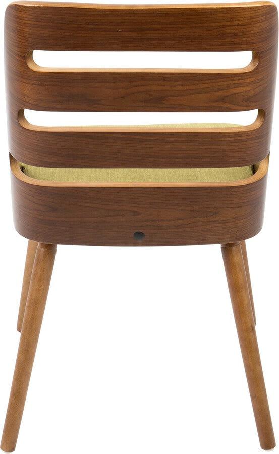 Lumisource Dining Chairs - Trevi Mid-Century Modern Dining/Accent Chair in Walnut with Green Fabric