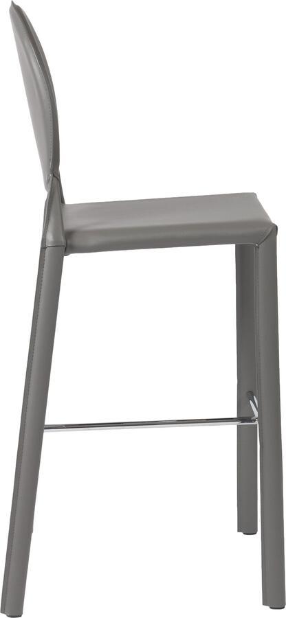 Euro Style Barstools - Isabella Bar Stool in Gray with Polished Stainless Steel Foot Rest - Set of 2