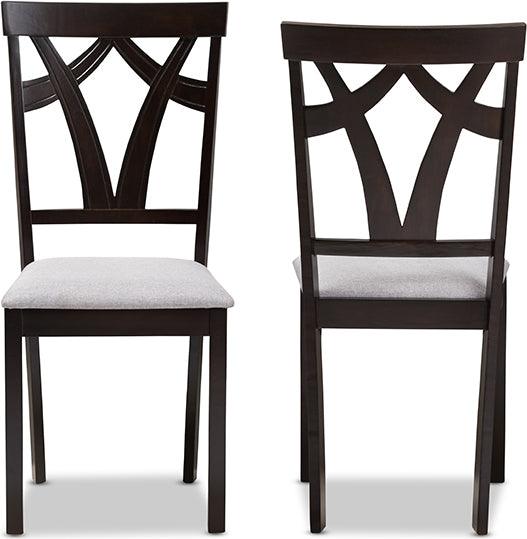 Wholesale Interiors Dining Chairs - Sylvia Modern and Contemporary Grey Fabric Upholstered and Dark Brown Finished Dining