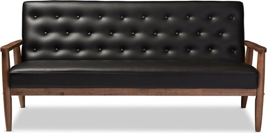 Wholesale Interiors Sofas & Couches - Sorrento 3-Seater Sofa Black & Dark Walnut