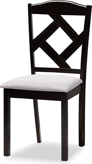 Wholesale Interiors Dining Sets - Riona Transitional Grey Fabric and Dark Brown Finished Wood 5-Piece Dining Set