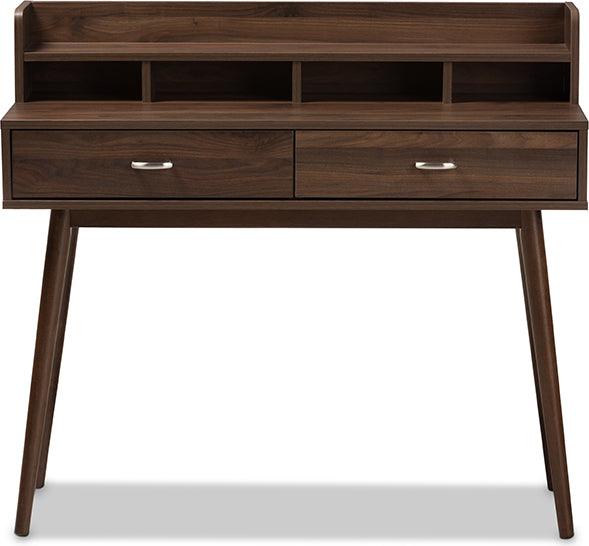 Wholesale Interiors Desks - Disa Mid-Century Modern Walnut Brown Finished 2-Drawer Desk