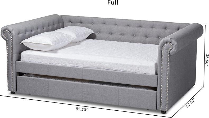 Wholesale Interiors Daybeds - Mabelle Modern and Contemporary Gray Fabric Upholstered Full Size Daybed with Trundle