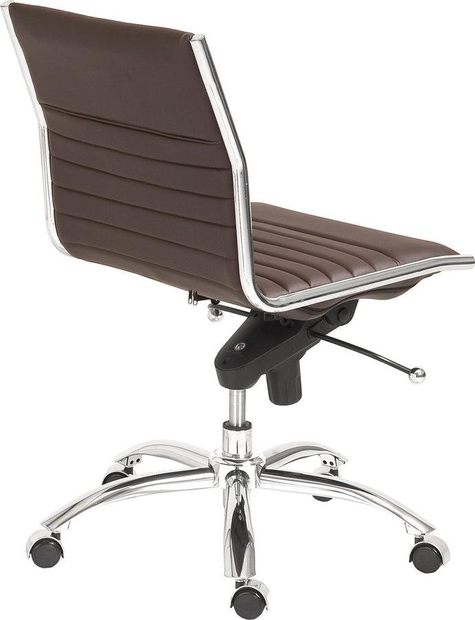 Euro Style Task Chairs - Dirk Low Back Office Chair w/o Armrests Brown