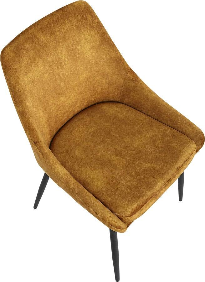 Lumisource Dining Chairs - Diana Contemporary Chair in Black Metal & Golden Yellow Velvet - Set of 2
