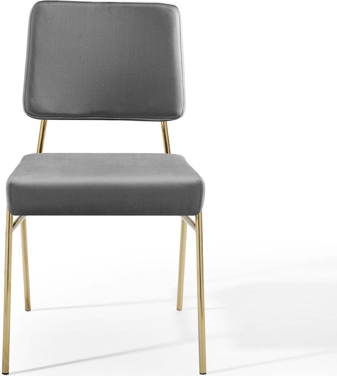 Modway Dining Chairs - Craft Dining Side Chair Performance Velvet Gold Gray (Set of 2)