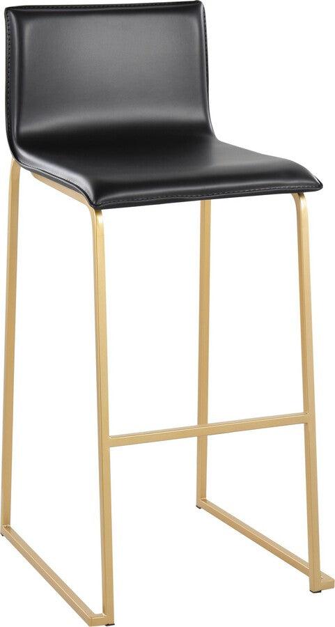 Lumisource Barstools - Mara Barstool In Gold Steel & Black Faux Leather (Set of 2)