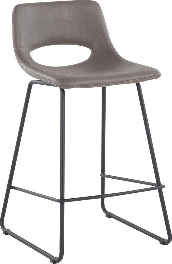 Lumisource Barstools - Robbi Counter Stool In Black Steel & Grey Faux Leather (Set of 2)