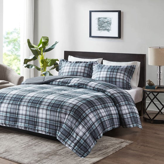 Olliix.com Comforters & Blankets - 3M Scotchgard Down Alternative All Season Comforter Set Grey Full/Queen