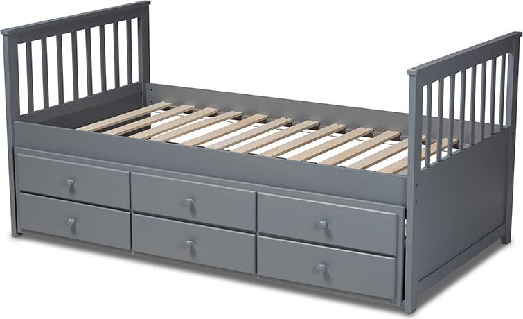 Wholesale Interiors Daybeds - Trine Classic And Traditional Grey Finished Wood Twin Size Daybed With Trundle