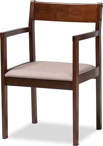 Wholesale Interiors Dining Sets - Helene Mid-Century Warm Grey Fabric and Dark Brown Finished Wood 5-Piece Dining Set