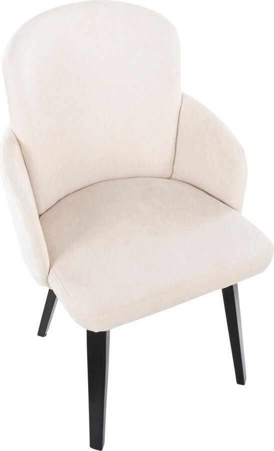 Lumisource Dining Chairs - Dahlia Contemporary Dining Chair In Black Wood & Cream Fabric With Chrome Accent (Set of 2)