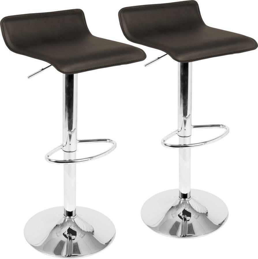 Lumisource Barstools - Ale Contemporary Adjustable Barstool in Brown PU Leather - Set of 2