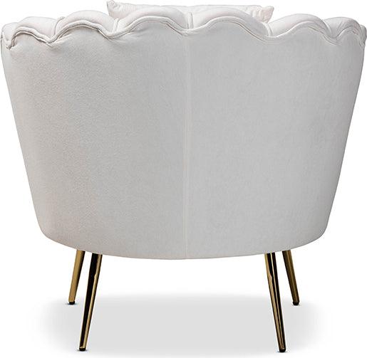 Wholesale Interiors Accent Chairs - Garson Glam and Luxe Beige Velvet Fabric Upholstered and Gold Metal Finished Accent Chair